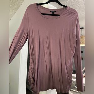 Banana Republic purple long sleeve tee , ruched sides, size Large